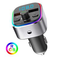 Baile QC 3.0 FM Transmitter Bluetooth for Car, V5.0 Radio Transmitter with 7-Color LED Backlit, Hands-Free Calling, 2 USB Charge Ports, Support U Disk/TF Card