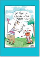 Other Clubs - Golfing Happy Fathers Day Card with Envelope (4.63 x 6.75 Inch) - Funny Dad Plays Golf, Sports Note Card for Father, Stepdad - Cartoon Father's Day Greeting Stationery 0326