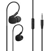 Reiko Universal Sport Stereo Earphones W. Tangle Free Noodle Cable & MIC in Black Wired Headset for Universal - Black
