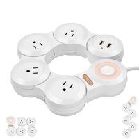 Flexible Surge Protector Power Strip with 2 USB Ports and 4 Outlets for Home, Office and Travel (9Ft Long Cord,White) 