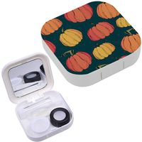 Portable Contact Lens Case Box Travel Kit Mirror + Bottle + Tweezers Container Holder [ Rustic Fall Red ]