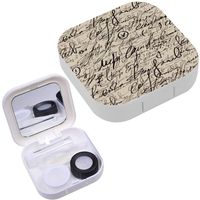 Portable Contact Lens Case Box Travel Kit Mirror + Bottle + Tweezers Container Holder [ Write ]