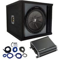 Kicker 40CWR102 CompR 10" Sub, Paintable Box, 46CXA8001 Sub Amp & Kit - 1 Ohm