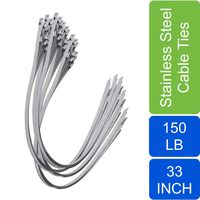 33" Supreme 316 Stainless Steel Cable Zip Ties, 150 lb, (100 Piece)