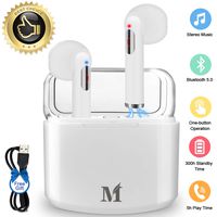 Wireless Earbuds,Bluetooth Earbuds Wireless Earphones Stereo Wireless Earbuds with Microphone/Charging Case Bluetooth in Ear Earphones Sports Earpieces Compatible iOS Samsung Android Phones(White)