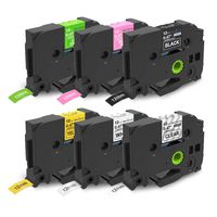 Compatible Label Maker Tape Brother P Touch, PTD210 Tape Laminated White/Clear/Yellow/Black/Berry Pink/Lime Green TZe TZ Tape Compatible with Brother P Touch PTH110, PTD400, 6-Pack