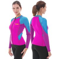 Goldfin Women's Wetsuit Top, 2mm Neoprene Wetsuit Jacket Long Sleeve Front Zip Wetsuit Shirt for Diving Snorkeling Surfing Kayaking Canoeing (Fuchsia, M)