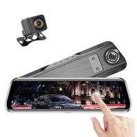 Car Rearview Mirror DVR Camera - 10'' Mirror Dash Cam, 1080P Dual Dash Cam Front and Rear Stream Media Touch Screen DVR with Looping Recording and Night Vision