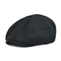 VOBOOM Men's Cotton Flat Ivy Gatsby Newsboy Driving Hat Cap (Style4-Black)