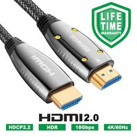 Air Jade Fiber HDMI Cable 100ft Nylon Braided 4K 3D 60Hz 2.0 HDR High Speed 18Gbps Subsampling 4:4:4/4:2:2/4:2:0, Compatible with HDTV,Apple TV,PS3,PS4,Nitendo Switch with Optic Technology (30m)