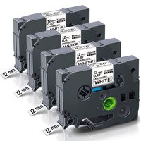 P-Touch Label Tape 12mm 0.47'' White, Unismar TZe-231 TZe 231 Laminated Tz Label Cassette Compatible for Brother P Touch Cube PT-D210 PTH110 PT-D200 PT-D600 PT-D400, 0.47in x 26.2ft (12mmx8m) 4-Pack