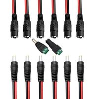 HONSHEN DC Power Pigtail Cable 6 x Male + 6 x Female(12 Pack) 2.1x5.5mm DC Power Cable Jack Adapter Connector Power Plug Pigtail CCTV Camera Use 12V