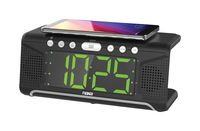 NAXA Electronics NRC-190 Dual Alarm Clock with Qi Wireless Charging Function for Smartphones/iPod/iPhone/Tablets, LED Display, Black