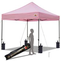 ABCCANOPY Pop up Canopy Tent Commercial Instant Shelter with Wheeled Carry Bag, Bonus 4 Canopy Sand Bags, 10x10 FT (Pink)