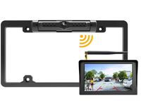 License Plate Wireless Backup Camera, LASTBUS 170° View Angle Universal IP69 Waterproof Car License Plate Frame Camera + 5" HD LCD Monitor for Car RV Box Truck SUV Pick Up Truck Van