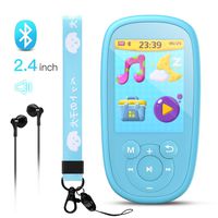 AGPTEK MP3 Player for Kids, Children Music Player with Bluetooth, Built-in Speaker 8GB, 2.4 Inch Color Screen, Support FM Radio, Video, Voice Recorder, Expandable Up to 128GB,Blue