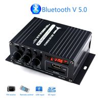 Mini Amplifier Bluetooth 5.0, Mochatopia Clearly and Reality Sound Amp, Class AB 2.0 Channel Audio Hi-Fi Stereo Power Amplifiers with Music FM Radio SD / USB Receiver for PC Mobile Phone House Room TV
