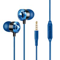YOOKIE Earphones with Microphone in-Ear Crystal Noise Cancelling Headphones Earbuds for iPhone Samsung Smartphones Tablets Laptops Durable Cable Powerful Heavy Deep Bass (Blue)