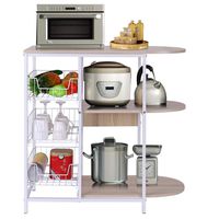 Chenway Microwave Oven Stand Storage Kitchen Baker's Rack 3-Tier Utility Storage Cart Workstation Shelf