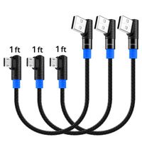 Micro USB Cable Right Angle, SUNGUY【3Pack, 1ft x3】90 Degree Reversible Micro USB to USB A Braided Cord Fast Charging& Data Sync for Samsung Galaxy S6 Edge S5, LG G4 V10, Moto E5 G5S Plus (Black)