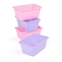 Tot Tutors Plastic Storage Bins, Small, Set of 4 (Pink, Purple)
