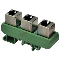 Electronics-Salon Slim DIN Rail Mount RJ45 8P8C 3 Jacks Splitter Buss Board Interface Module.