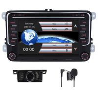 Car Stereo HD 8 Inch Double 2 Din GPS Navigation DVD auto Audio Video for VW Golf Passat Tiguan Polo Jetta Skoda Seat EOS+US Map+Camera+Mic Capacitive Screen (VW 7inch)