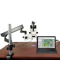 OMAX 7-45X Stereo Microscope+Articulate Arm+56 LED Ring Light+5.0M Camera