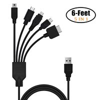 TPFOON 6ft PS Vita Charger Charging Cable, 5 in 1 Micro & Mini USB Ports Cord Compatible with PSV 1000/2000, Nintendo 2DS/3DS, PS3/PS4/Xbox One Controller, Android Phone (Charging Only)