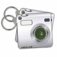 Silver Camera square design - unique novelty gift - Key Chains, 2.25 x 2.25 inches, set of 2 (kc_57458_1)