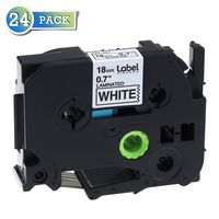 24-Pack Compatible with Brother P-Touch Label Maker TZ TZe Laminated Tape TZe241 TZ241 Black on White 18mm (3/4 Inch) x 26.2 ft. (8m)