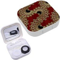 Portable Contact Lens Case Box Travel Kit Mirror + Bottle + Tweezers Container Holder [ Paisley Elegant ]