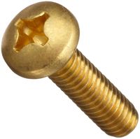 Brass Machine Screw, Plain Finish, Pan Head, Phillips Drive, 1/4" Length, #5-40 Threads (Pack of 100)