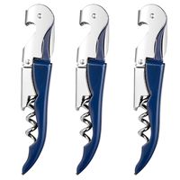 HYZ Waiter Corkscrew with Foil Cutter 3Pack, Double Hinged Wine Bottle Opener Set, High-End Wine Key for Bartender Server Waiter, Stainless Steel Heavy Duty Waiter's Corkscrew - Blue