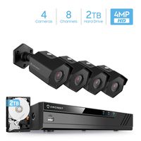Amcrest 4MP Security Camera System, w/ 4K 8CH PoE NVR, (4) x 4-Megapixel 2.8mm Wide Angle Lens Weatherproof Metal Bullet POE IP Cameras, NV4108E-IP4M-1026EB4-2TB (Black)