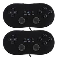 Reiso 2 packs Black Controllers for wii,Classic Console Gampad Gaming Pad Joypad Pro for Wii