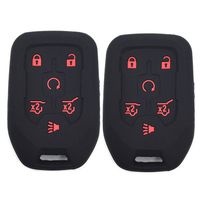 Ezzy Auto A Pair Black with Red Buttons Silicone Key Fob Case Key Covers Key Jacket Skin fit for 2015 2016 Chevrolet Suburban GMC Yukon