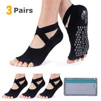 Hylaea Yoga Socks for Women with Grip & Non Slip Toeless Half Toe Socks for Ballet Pilates Barre Dance