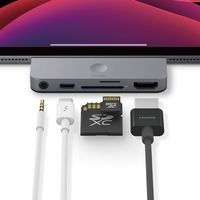 elago Aluminum Type-C Pocket Pro Hub Adapter (Dark Grey) for iPad and Other USB-C Devices - 5 in 1 Hub: 4K HDMI, USB-C PD Charging, 3.5mm Audio Jack, SD and Micro SD Slot, Durable Aluminum Material