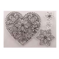 Heart Shaped DIY Flowers Floral Clear Stamps for Christmas Cards Making Decoration and Scrapbooking Rubber Stamps for Craft