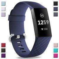 Hamile Bands Compatible with Fitbit Charge 3, Waterproof Replacement Watch Strap Fitness Sport Band Wristband for Fitbit Charge 3, Large, Midnight Blue