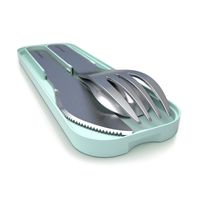 monbento - MB Pocket Color Matcha Green with case - Eco Friendly Reusable Cutlery Set for Lunch Box - 3 Pieces Fork Knife Spoon - Flatware Set Ideal for Children