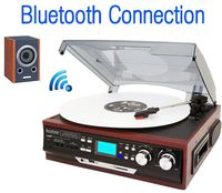 Boytone BT-37M-C Bluetooth 3-Speed Stereo Turntable AM/FM Radio, USB/SD/AUX+ Cassette Player/MP3 (Renewed)