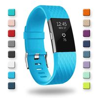 POY Replacement Bands Compatible for Fitbit Charge 2, Special Edition Adjustable Sport Wristbands, Large Cerulean