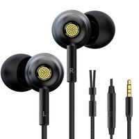 Wired Earbuds with Microphone, VOHECHS Tangle Free in Ear Headphones, 3.5mm Noise Isolating Comfortable Earphones, HiFi Stereo Bass Sound for iPhone, iPad, Samsung, Mp3, Tablets/Laptop/PC (Black/Gold)