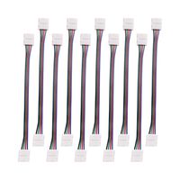 AspenTek 10mm Wide RGB LED Strip Light Connector Adapter 4 Pin Connector for 3528 5050 RGB Led Light Strip, No Need Welding, 10 Pack