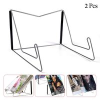 Fold-n-Stow Book Stands, Metal Bookstand Music Book Easel Display Holder, Portable Reading Stand Book Holder, Book Bookrest for Hardcover Textbook I pad Cookbook Recipe - Compact & Sturdy (2pcs)