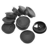 10 Pcs Black Plastic Rotation Openning Cable Line Cover Grommet 53mm