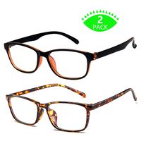 Blue Light Blocking Glasses 2 Pack Anti Eye Eyestrain Glasses with Spring Hinges UV Protection Unisex(Men/Women) (Black Brown&Twiligh)