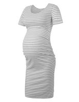 Peauty Maternity Dress for Baby Shower Light Gray WhiteLarge